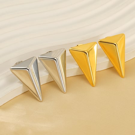 1 pair simple series simple titanium steel  gold plated women stud earrings 2