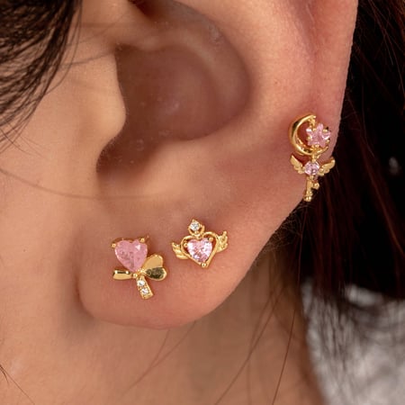 1 Piece Simple Series Simple Heart Titanium Steel No Plating Material Zircon Women Stud Earrings 2