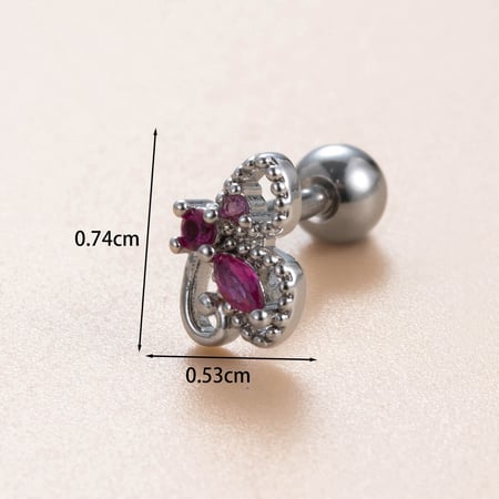 1 pièce de boucles d&#39;oreilles à tige en forme de cœur simple, en cuivre sans placage, en zircone, pour femme