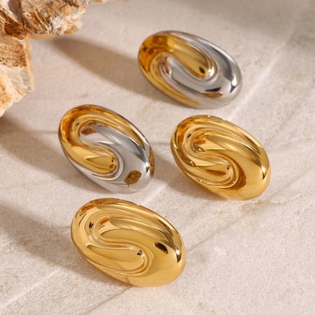 1 pair simple series simple geometric stainless steel  gold plated women stud earrings 2