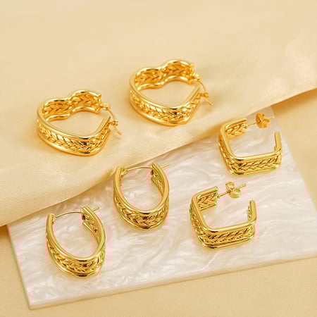 1 pair simple series simple geometric stainless steel  gold plated women stud earrings 2