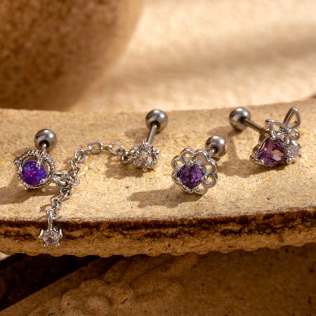 1 Adet Basit Seri Klasik Çiçek Titanyum Çelik Kaplama Malzemesi Yok Zirkonyum Kadın Küpe