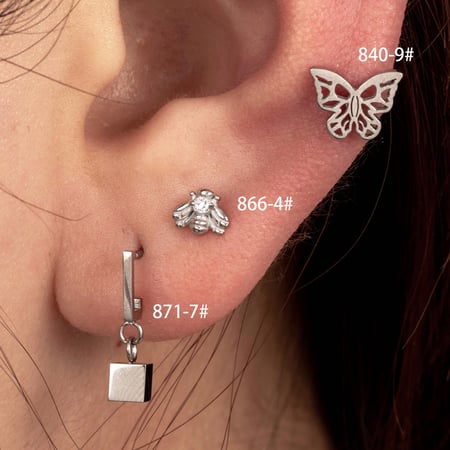 1 Stück Simple Series Einfache geometrische Titanstahl ohne Beschichtungsmaterial Zirkon Damen Ohrstecker 2