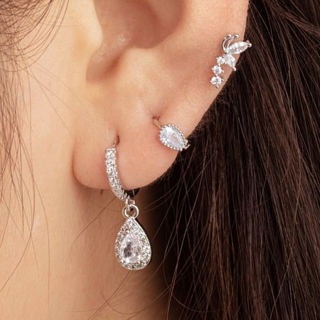 1 Piece Simple Series Simple Droplet Copper No Plating Material Zircon Women Stud Earrings 2