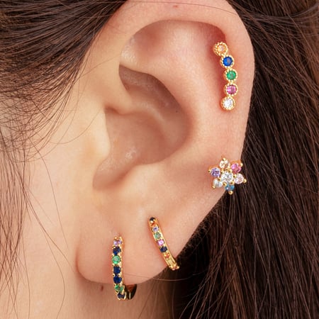 1 Piece Simple Series Simple Flower Copper No Plating Material Zircon Women Stud Earrings 2
