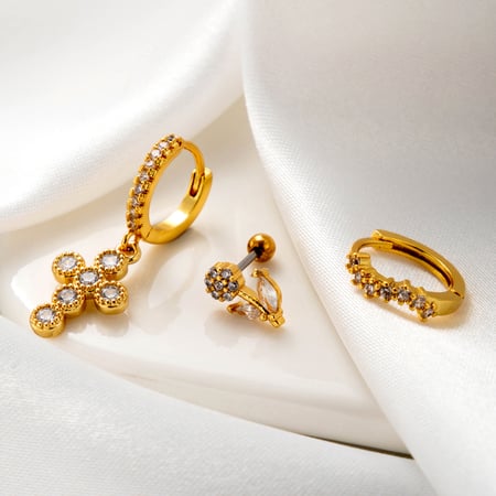 1 pièce de boucles d'oreilles à tige en cuivre sans placage, série simple, classique, fleur, zircone, pour femme