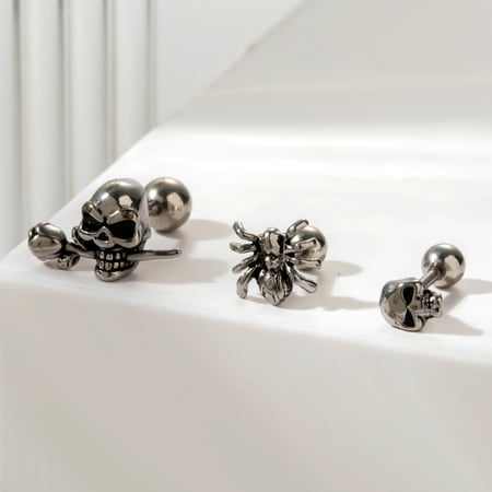 1 Stück Simple Series Klassischer Totenkopf Titanstahl Kein Beschichtungsmaterial Damen Ohrstecker