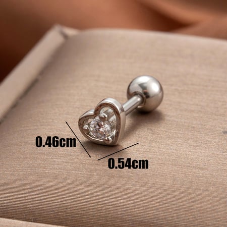 1 Piece Simple Series Classic Heart Titanium Steel No Plating Material Zircon Women Stud Earrings