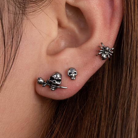 1 Stück Simple Series Klassischer Totenkopf Titanstahl Kein Beschichtungsmaterial Damen Ohrstecker 2