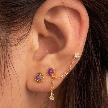 1 Piece Simple Series Classic Flower Titanium Steel No Plating Material Zircon Women Stud Earrings 2
