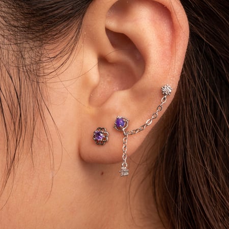 1 Adet Basit Seri Klasik Çiçek Titanyum Çelik Kaplama Malzemesi Yok Zirkonyum Kadın Küpe 2