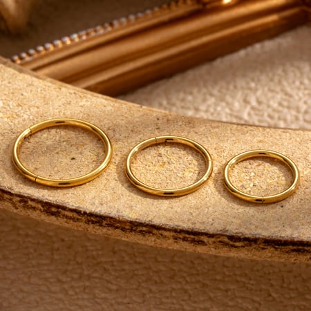 1 pieza de pendientes de aro de acero de titanio con diseño geométrico simple, sin chapado, para mujer