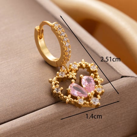 1 Piece Simple Series Classic Heart Copper No Plating Material Zircon Women Stud Earrings