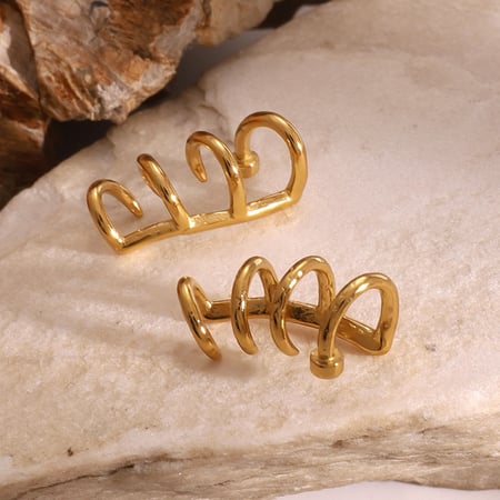 1 Paar Simple Series Retro Geometrischer Edelstahl 18 Karat vergoldete Damen-Clip-On-Ohrringe 2