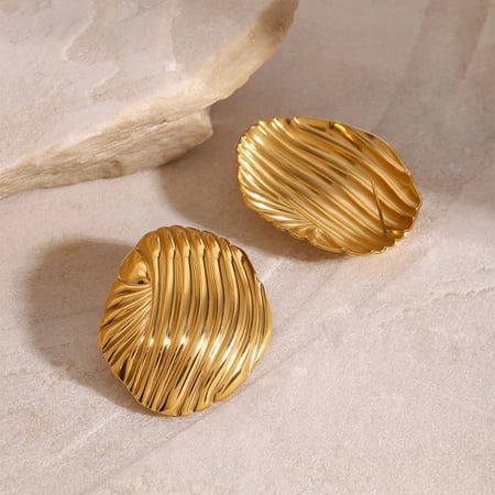 1 Paar einfache Serie lässig geometrische Edelstahl 18 Karat vergoldet Frauen Ohrstecker 2