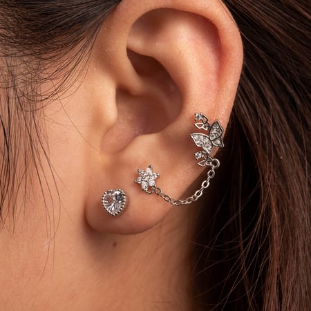 1 Piece Simple Series Classic Heart Titanium Steel No Plating Material Zircon Women Stud Earrings 2