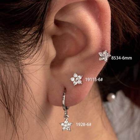 1 Stück Simple Series Simple Flower Kupfer Kein Beschichtungsmaterial Zirkon Damen Ohrstecker 2