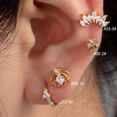 1 Piece Simple Series Classic Plant Copper No Plating Material Zircon Women Stud Earrings 2