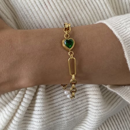 1 adet romantik seri tatlı kalp paslanmaz çelik  altın kaplama yapay inci kadın zincir bileklikler