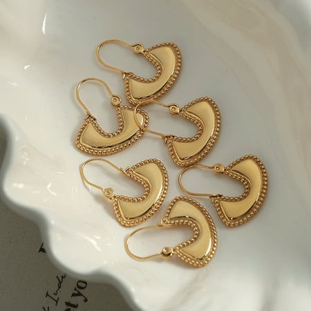 1 pair simple series retro geometric stainless steel  gold plated women drop earrings 2