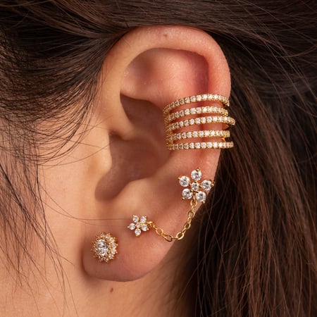 1 Piece Simple Series Classic Flower Copper No Plating Material Zircon Women Stud Earrings 2