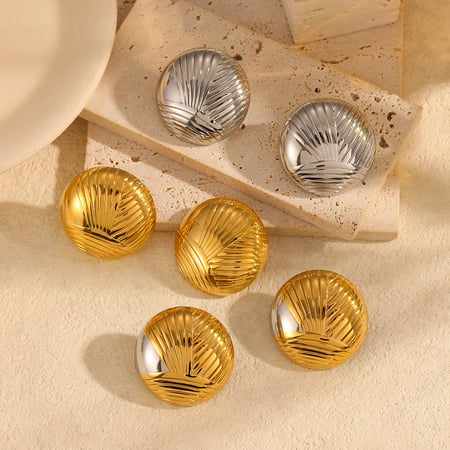 1 paire de boucles d&#39;oreilles à tige géométriques décontractées en acier inoxydable plaqué or  pour femmes 2