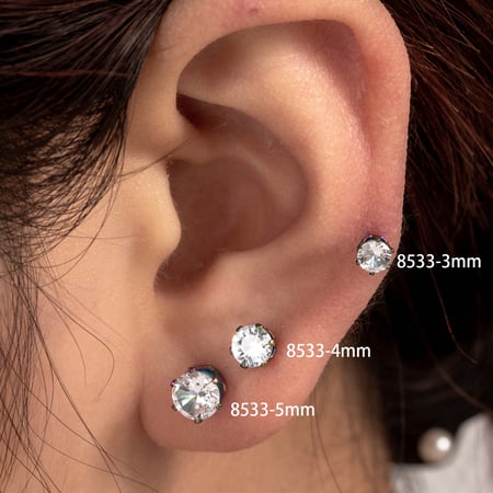 1 Piece Simple Series Classic Geometric Titanium Steel No Plating Material Zircon Women Stud Earrings 2