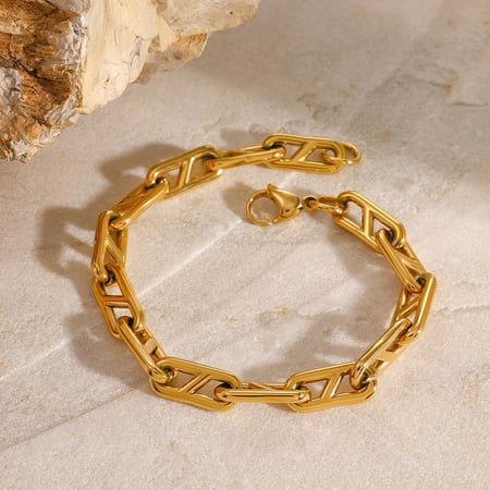1 piece simple series classic geometric stainless steel  gold plated women chain bracelets 2