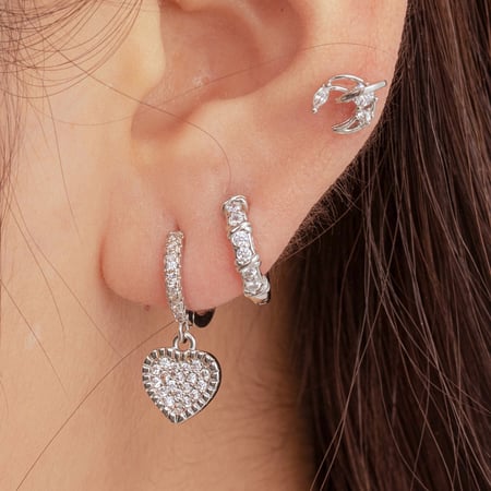 1 Piece Simple Series Classic Heart Copper No Plating Material Zircon Women Stud Earrings 2
