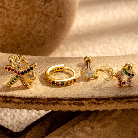 1 Adet Basit Seri Klasik Geometrik Bakır Kaplama Malzemesi Yok Zirkonyum Kadın Küpe