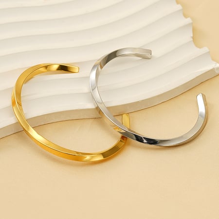 1 piece simple series simple stainless steel  gold plated unisex bangles 2