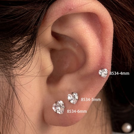 1 Stück Simple Series Simple Heart Titanstahl Kein Beschichtungsmaterial Zirkon Damen Ohrstecker 2