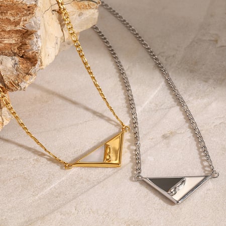 1 piece simple series daily geometric stainless steel  gold plated women pendant necklaces 2