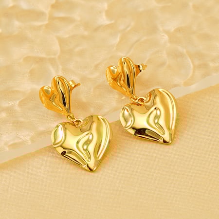 1 paire de boucles d'oreilles à tige en acier inoxydable plaqué or  pour femme, série simple daily heart 2