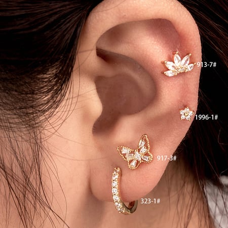 1 Stück Simple Series Simple Flower Kupfer Kein Beschichtungsmaterial Zirkon Damen Ohrstecker 2