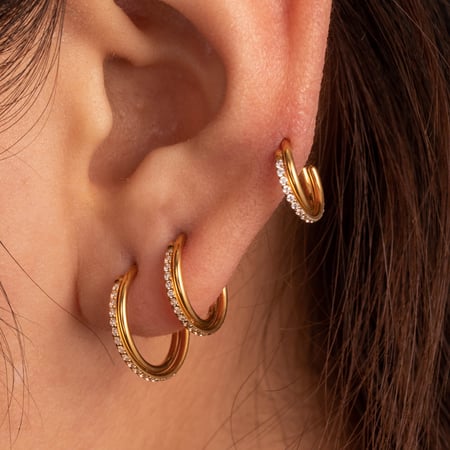 1 Piece Simple Series Classic Geometric Titanium Steel No Plating Material Zircon Women Hoop Earrings 2