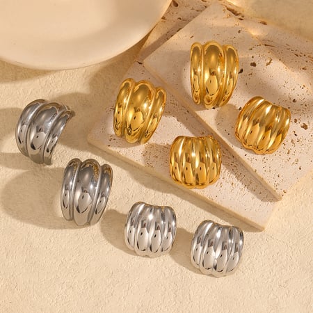 1 pair simple series simple geometric stainless steel  gold plated women stud earrings 2