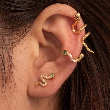1 pezzo di orecchini a bottone da donna in acciaio al titanio con animali classici della serie semplice, senza placcatura, con zircone 2