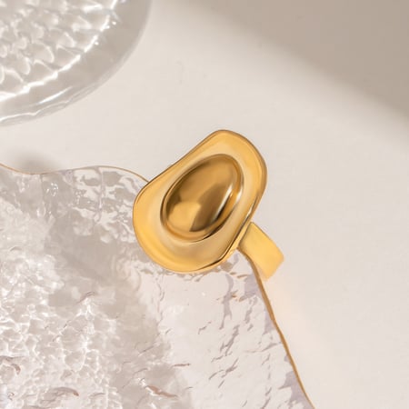 1 pair simple series elegant line stainless steel  gold plated women single rings 2