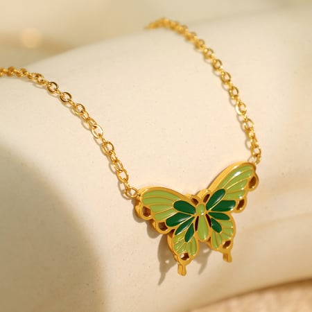 1 piece romantic series elegant butterfly titanium steel  gold color plated women's pendant necklaces 2