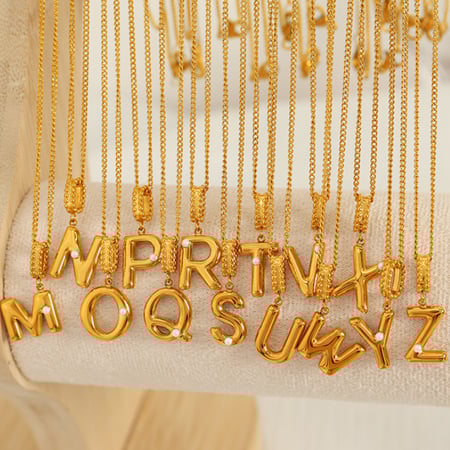 1 piece simple series casual letter stainless steel  gold plated glass women pendant necklaces