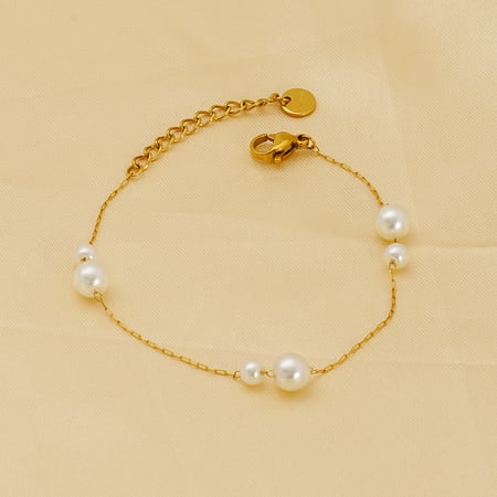 1 piece daily stainless steel  gold plated artificial pearl women chain bracelets 2