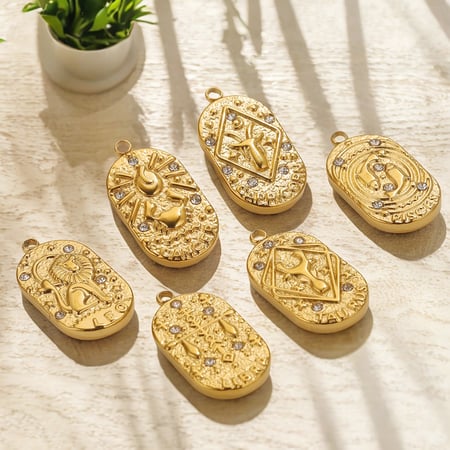 1 pair simple series retro geometric stainless steel  gold plated rhinestone women pendants 2