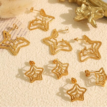 1 Paar Ohrstecker aus Luxuriösem Retro-Geometrischem Titanstahl 18 Karat Vergoldet Für Damen 2