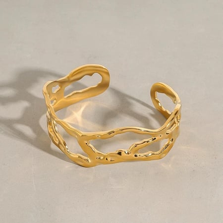 bracelet pour femme, série classique, , irrégulier, en acier inoxydable plaqué or 2