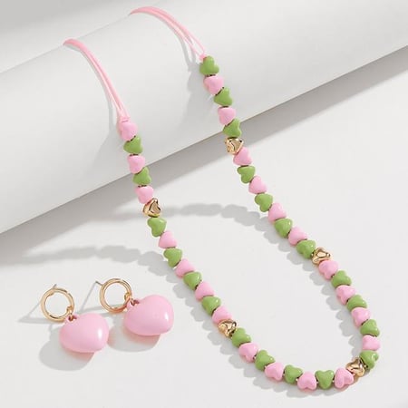 1 Stück romantische Serie Sweet Heart Legierung Damen Perlen Halsketten 2