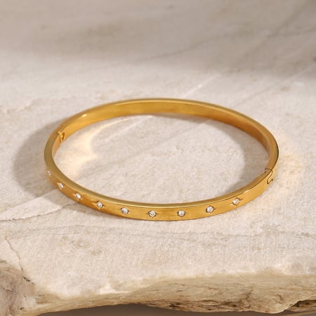Bracelet simple annulaire en acier inoxydable plaqué or pour femme, série classique, 1 pièce 2