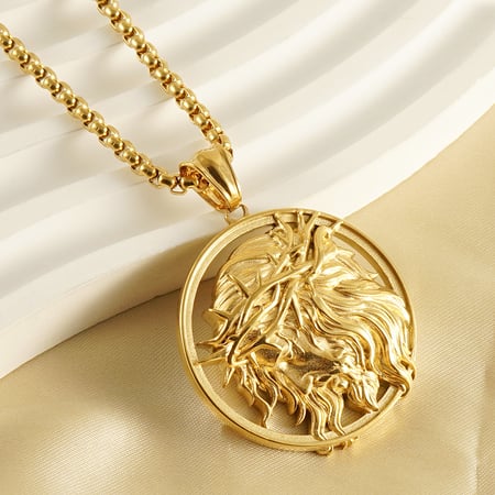 1 Piece Golden Color 3D Relief women's Unisex Necklace 2