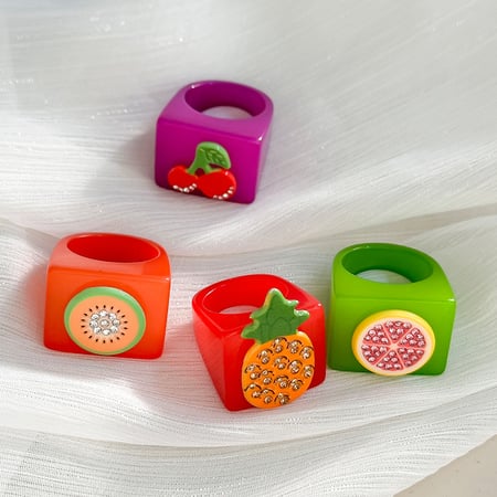 Bague simple pour femme en résine, série romantique, motif plantes de vacances, 1 pièce 2