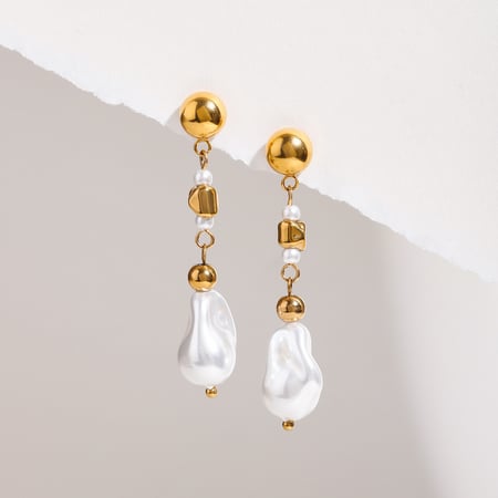 1 Pair Romantic Series Exquisite Irregular Stainless Steel Gold Color Women's Drop Earrings 2